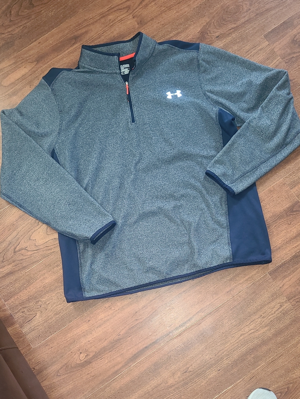 Under Armour Mens Navy Blue ColdGear 1/4 Zip Pullover Loose Activewear 2XL